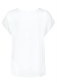 DOB Bluse, Rundhals mit PipingSchultern, angeschnittene Ärmel, runder Saum,RT länger als VT weiss