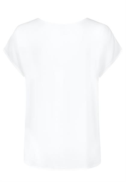DOB Bluse, Rundhals mit PipingSchultern, angeschnittene Ärmel, runder Saum,RT länger als VT white