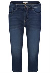 DOB Capri, push up, kleineAbnäher an vorderen Taschen, zip fly,herzförmige Passe dark blue denim