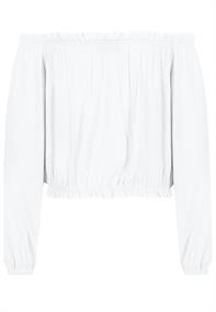 DOB Carmen Bluse, cropped,langarm, fake Knopfleiste weiß