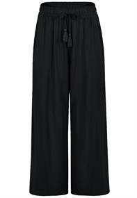 DOB Hose,weites Bein Style ,elastischer Bund mit Band und Quaste, schräge Tascheingriffe vorne black