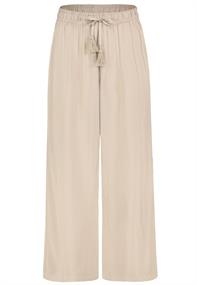 DOB Hose,weites Bein Style ,elastischer Bund mit Band und Quaste, schräge Tascheingriffe vorne sahara sand beige