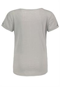 DOB Shirt,basic,weiter Style,kurzarm,Rundhals mit Blende,Ärmelaufschlag,offene Kanten,Druck vorne "L dawn grey