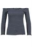 DOB Shirt,Carmenausschnitt, 3/4 Arm,Rollsaumkanten,Garngefärbte Streifen blau-weiß