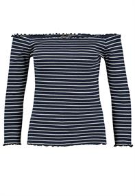 DOB Shirt,Carmenausschnitt, 3/4 Arm,Rollsaumkanten,Garngefärbte Streifen dark navy-white stripes