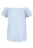 DOB Shirt,kurzarm,Carmenausschnitt mit Raffung,Streifen-Druck white-nautical blue stripes