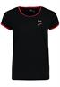 DOB Shirt,kurzarm,Rundhals und Ärmelöffnungenmit Blende in Kontrastfarbe,verschiedene Stickereien au black