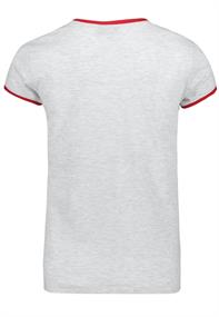 DOB Shirt,kurzarm,Rundhals und Ärmelöffnungenmit Blende in Kontrastfarbe,verschiedene Stickereien au grau1