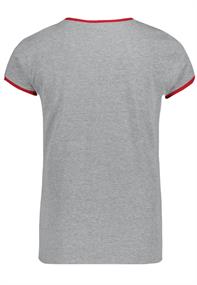 DOB Shirt,kurzarm,Rundhals und Ärmelöffnungenmit Blende in Kontrastfarbe,verschiedene Stickereien au grau2