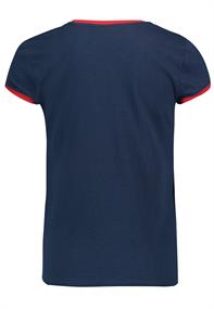 DOB Shirt,kurzarm,Rundhals und Ärmelöffnungenmit Blende in Kontrastfarbe,verschiedene Stickereien au stormy blue
