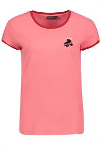 DOB Shirt,kurzarm,Rundhals und Ärmelöffnungenmit Blende in Kontrastfarbe,verschiedene Stickereien au washed rouge