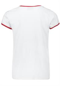 DOB Shirt,kurzarm,Rundhals und Ärmelöffnungenmit Blende in Kontrastfarbe,verschiedene Stickereien au white
