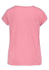DOB Shirt,kurzarm,Rundhalsmit Piping,weite Schulter,Brusttasche,offene Kanten,runder Saum sunrise pink