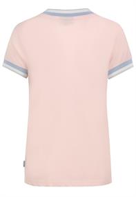 DOB Shirt,kurzarm,V-Ausschnitt, Jaquard Blende amAusschnit und Ärmelsaum, Nackenband,Druck cotton candy rose