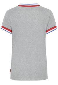 DOB Shirt,kurzarm,V-Ausschnitt, Jaquard Blende amAusschnit und Ärmelsaum, Nackenband,Druck grey melange standard 1