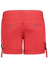 DOB Shorts, Aufschlag, schräge Eingrifftasche, Satinband, Klappentaschen mit Satinband, Paspeltasche bright hibiscus red