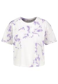 DOB T-Shirt, Batik, kurzarm, Rundhals mit Ripp-Blende, Aufschlag am Ärmel, kurze Länge creamy lavender