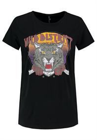 DOB T-Shirt, kurzarm,Rundhals mit 1x1 Ripp-Blende,Nackenband, verschiedene prints vorne"band-tshirt" design2: schwarz
