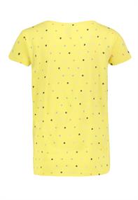DOB T-Shirt,kurzarm,Rundhals mit Blende,Nackenband,Allover Druck "bunte Punkte",gerundeter Saum mimosa yellow