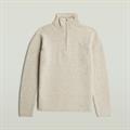 Double collar half zip knit whitebait