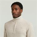 Double collar half zip knit whitebait