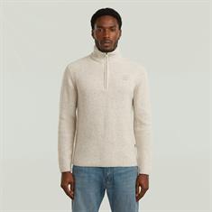 Double collar half zip knit whitebait