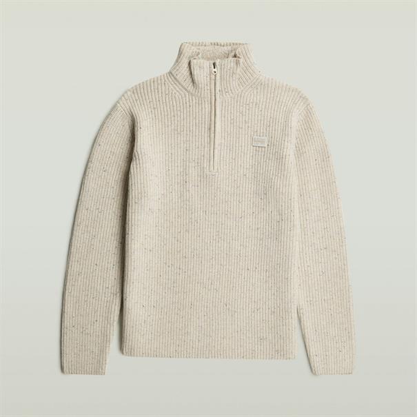 Double collar half zip knit whitebait