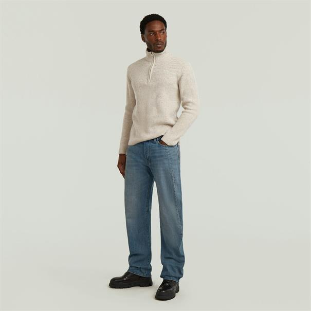 Double collar half zip knit whitebait