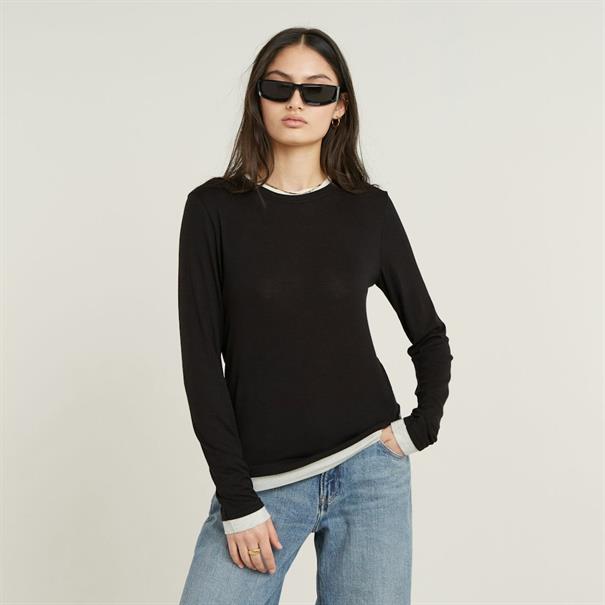 Double layer r t l\s wmn dk black
