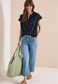 Dropped Shoulder Bluse mit Embroidery palm breeze green