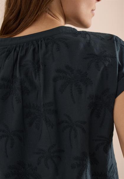 Dropped Shoulder Bluse mit Embroidery palm breeze green