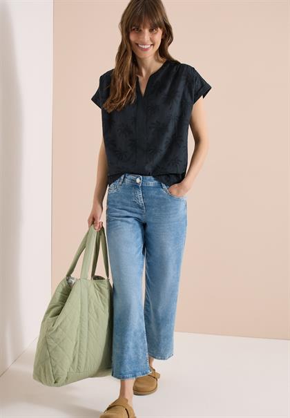 Dropped Shoulder Bluse mit Embroidery palm breeze green