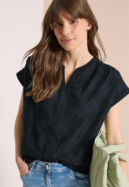 Dropped Shoulder Bluse mit Embroidery palm breeze green