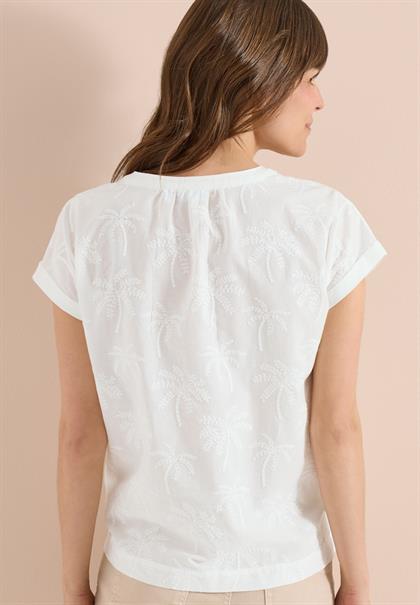 Dropped Shoulder Bluse mit Embroidery vanilla white