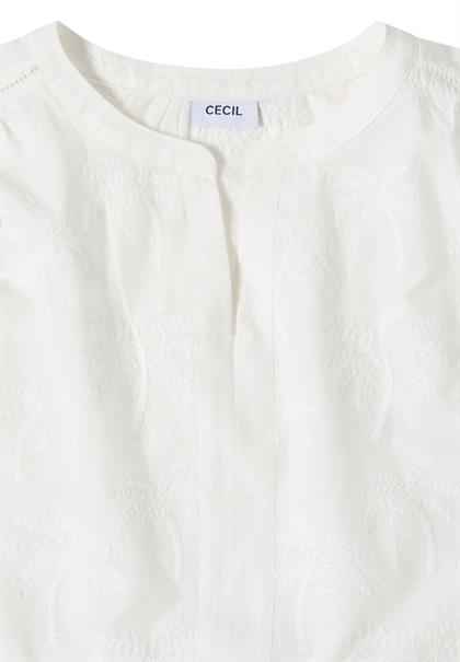 Dropped Shoulder Bluse mit Embroidery vanilla white