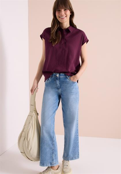 Dropped Shoulder Bluse mit Struktur sweet grape red