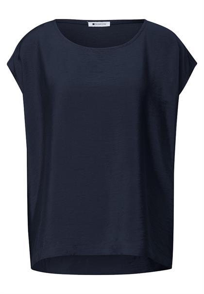 Dropped Shoulder Blusenshirt mit Rundhals deep blue