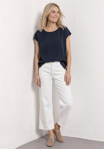 Dropped Shoulder Blusenshirt mit Rundhals deep blue