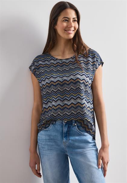 Dropped Shoulder Blusenshirt mit Rundhals frozen wave