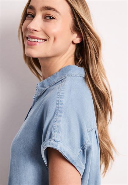 Dropped Shoulder Hemdbluse im Denim-Look light blue soft wash
