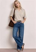 Dropped Shoulder Poloshirt mit Elastikbund clay sand