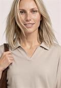 Dropped Shoulder Poloshirt mit Elastikbund clay sand