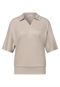 Dropped Shoulder Poloshirt mit Elastikbund clay sand