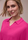 Dropped Shoulder Poloshirt mit Elastikbund magenta dream