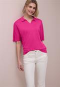 Dropped Shoulder Poloshirt mit Elastikbund magenta dream