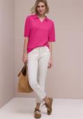 Dropped Shoulder Poloshirt mit Elastikbund magenta dream