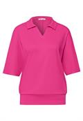 Dropped Shoulder Poloshirt mit Elastikbund magenta dream