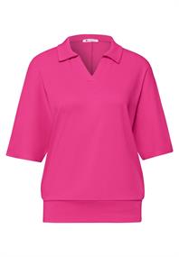 Dropped Shoulder Poloshirt mit Elastikbund magenta dream