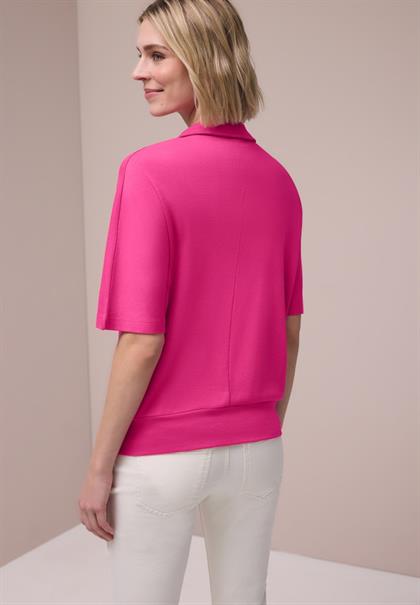 Dropped Shoulder Poloshirt mit Elastikbund magenta dream