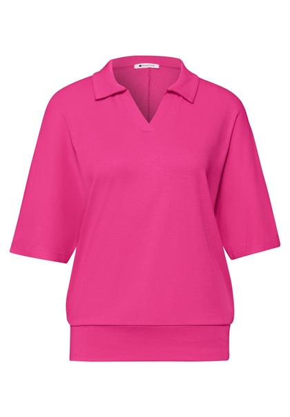 Dropped Shoulder Poloshirt mit Elastikbund magenta dream